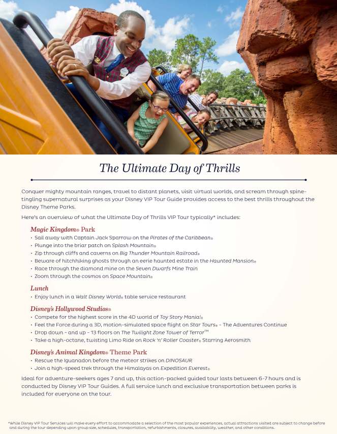 Ultimate Day of Thrills tour description from when I first booked the experience