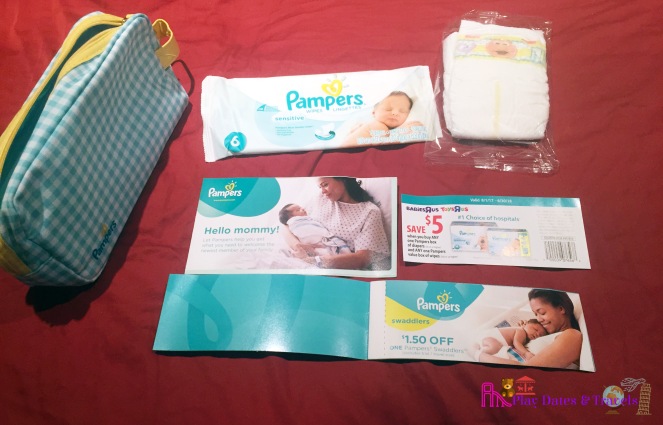 Inside the Pampers registry gift tote